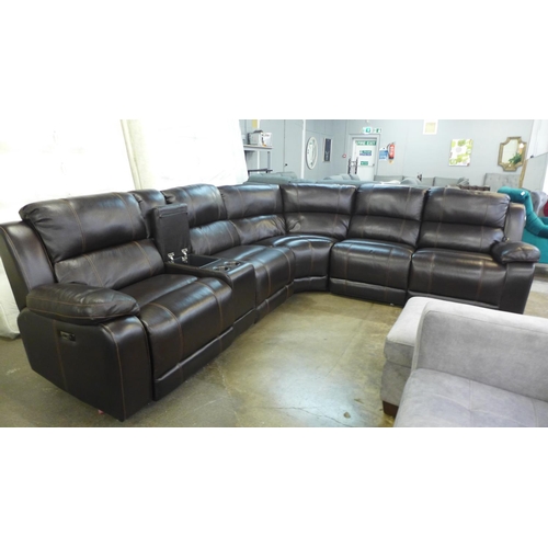 1546 - A Dunhill brown leather sofa with power reclining motion, RRP £1999.91 + vat ( 4057-5 )  this lot is... 