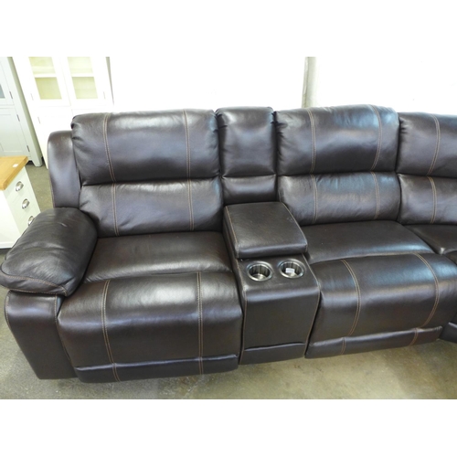 1546 - A Dunhill brown leather sofa with power reclining motion, RRP £1999.91 + vat ( 4057-5 )  this lot is... 