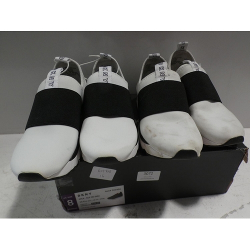 3072 - 2 Pairs of women's white DKNY Jayla style trainers, both UK size 4 * this lot is subject to VAT