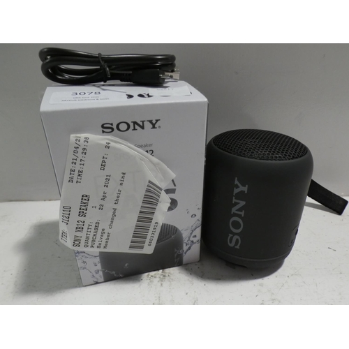 3078 - Sony Xb12 Speaker  - Model SRSXB12B      (227-122)  * This lot is subject to VAT