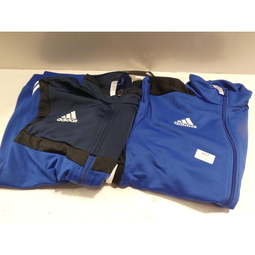 3082 - 2 Men's Adidas zip up blue tops - size L * this lot is subject to VAT