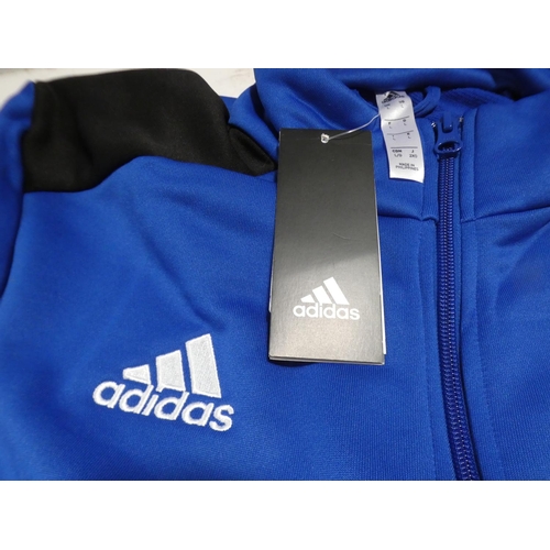 3082 - 2 Men's Adidas zip up blue tops - size L * this lot is subject to VAT