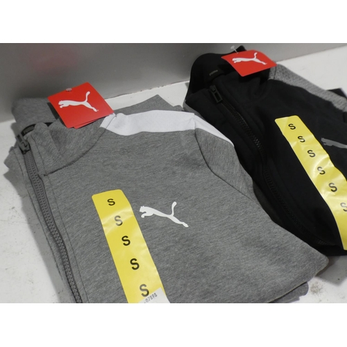 3083 - 2 Men's Puma zip up tops; 1 x grey, 1 x black - size S * this lot is subject to VAT