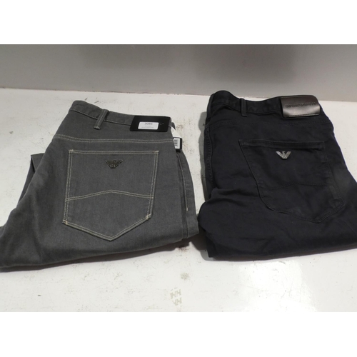 3086 - 2 Pairs of men's Emporio Armani jeans; grey 34