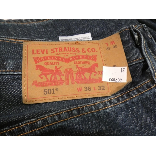 3088 - 3 Pairs of men's Levi 501 jeans; 2 x 35