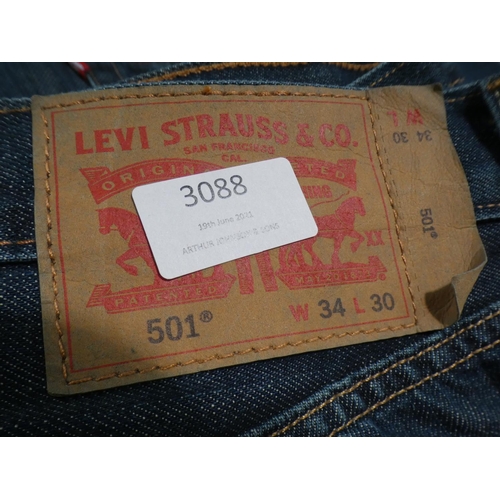 3088 - 3 Pairs of men's Levi 501 jeans; 2 x 35