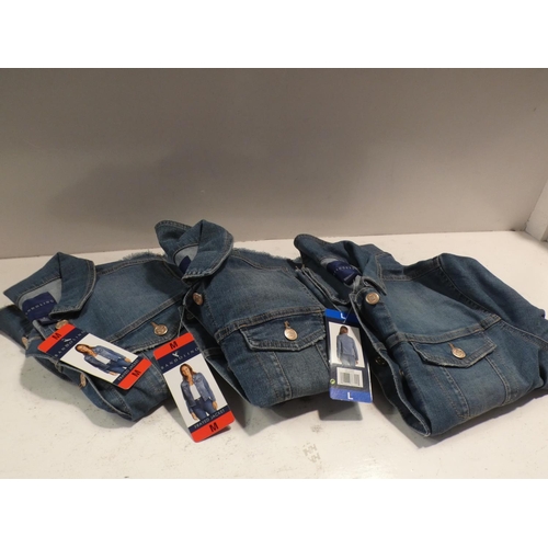 3090 - 3 Women's denim jackets by Bandolino; 2 x M, 1 x L * this lot is subject to VAT