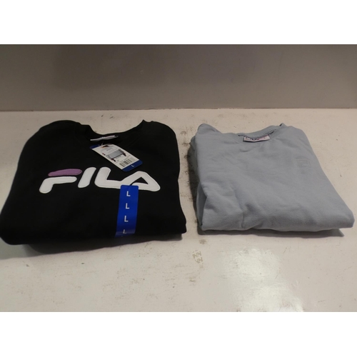 3091 - 2 Lady's Fila sweatshirts; 1 black size L & 1 baby blue size S * this lot is subject to VAT