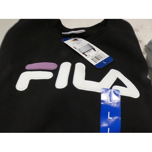 3091 - 2 Lady's Fila sweatshirts; 1 black size L & 1 baby blue size S * this lot is subject to VAT