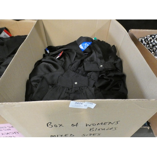 3424 - A box of lady's black blouses - mixed sizes * this lot is subject to VAT