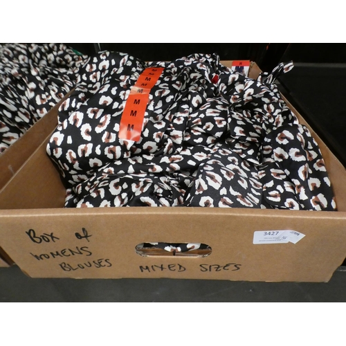 3427 - A box of lady's leopard print blouses - mixed sizes