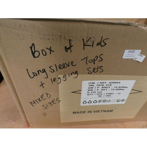 3430 - A box of children's long sleeve, crew neck and legging sets, mixed sizes * this lot is subject to VA... 