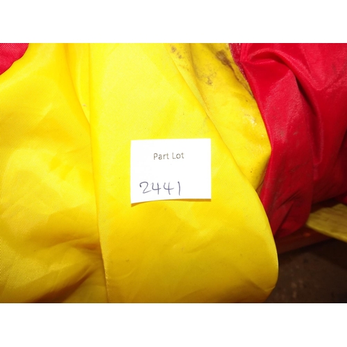 2441 - 12 x 12ft Red and Yellow Inflatable bouncy castle with 2 blowers - both working