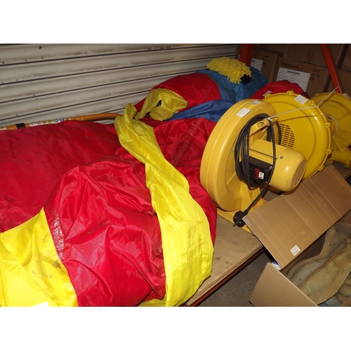 2441 - 12 x 12ft Red and Yellow Inflatable bouncy castle with 2 blowers - both working