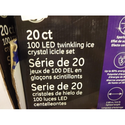 2446 - 6 Boxes of 20CT 100 LED twinkling ice crystal icicle sets - boxed & 3 wall lights