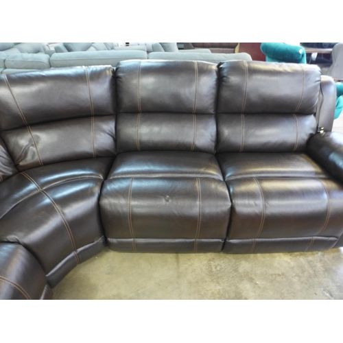 1306 - A Dunhill brown leather sofa with power reclining motion, tear under right arm RRP £1999.91 + vat ( ... 