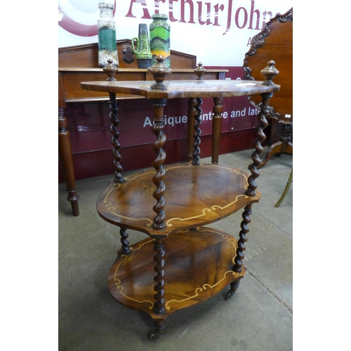 18 - A Victorian Holland & Sons inlaid walnut three tier etagere