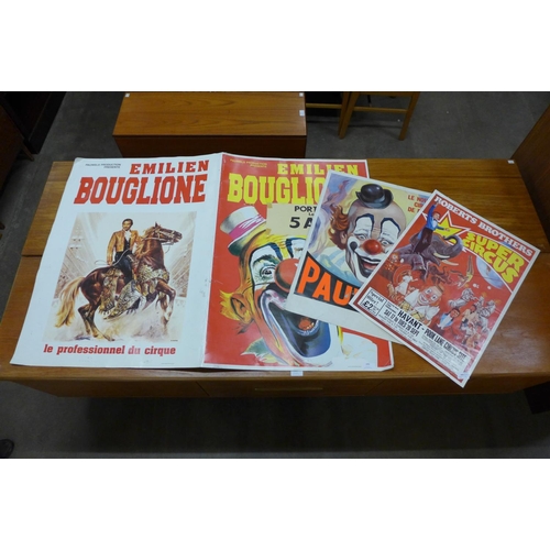 440 - Three circus posters, including one large card Emilien Bouglione