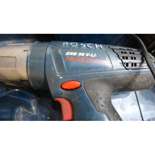 2040 - Bosch (GSB-36 V-Li) 36v compact hammer drill with 2 batteries & charger in case