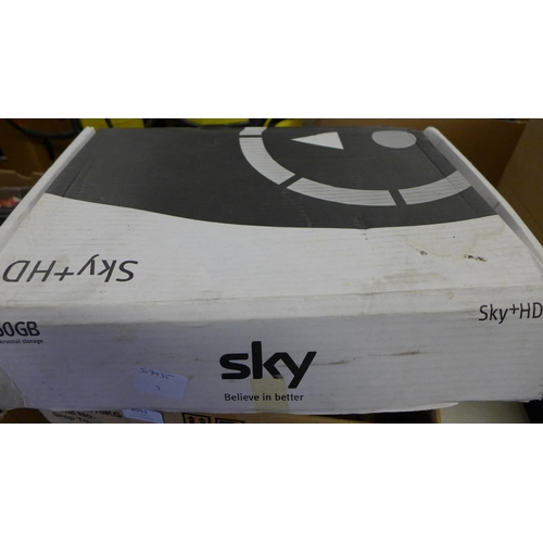 2051 - Box of assorted electronics - W - inc. Sky box, BT phones, Sony Playstation, etc.