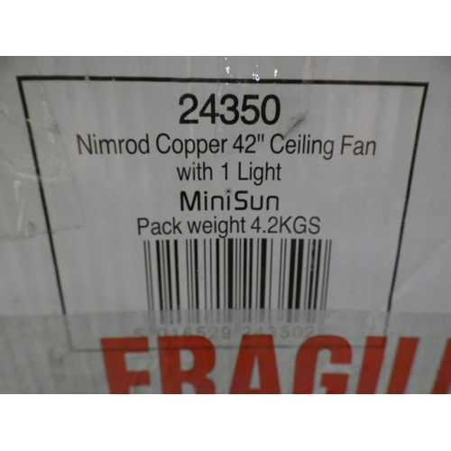 3029 - Nimrod copper effect ceiling fan - 106cm * this lot is subject to VAT