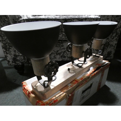 3037 - Industrial style three light ceiling light * this lot is subject to VAT