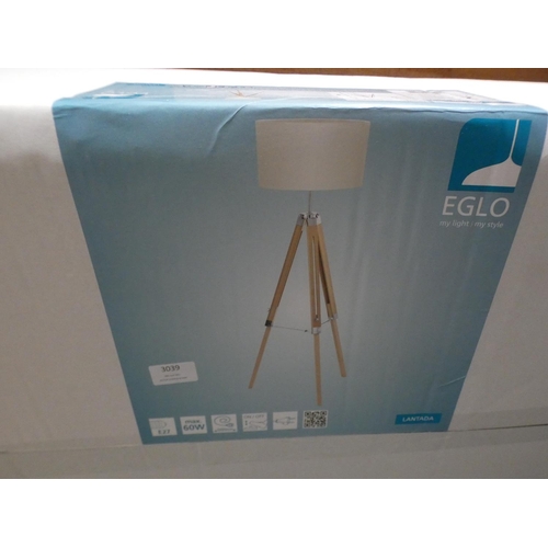 3039 - Eglo Lantada tripod lamp with cream shade * this lot is subject to VAT