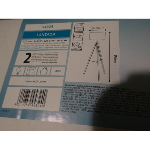 3039 - Eglo Lantada tripod lamp with cream shade * this lot is subject to VAT