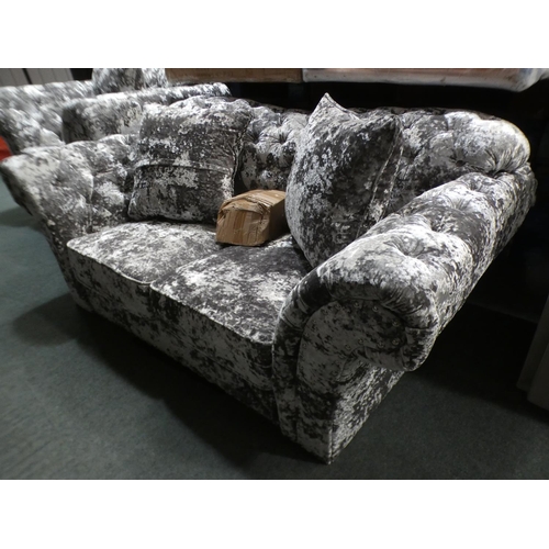 3041 - Crushed velvet buttoned fabric two seater sofa *this lot is subject to vat