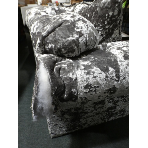 3041 - Crushed velvet buttoned fabric two seater sofa *this lot is subject to vat