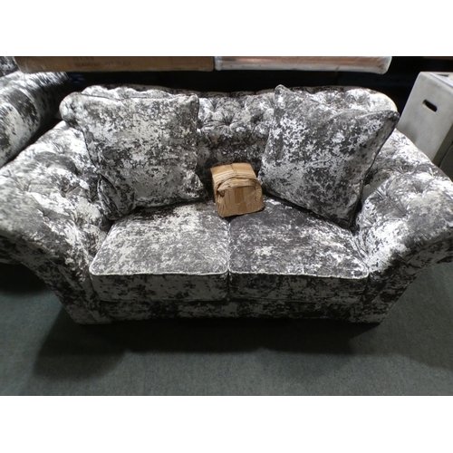 3041 - Crushed velvet buttoned fabric two seater sofa *this lot is subject to vat