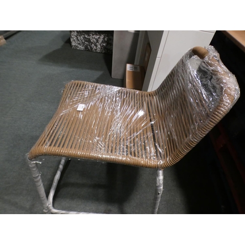 3044 - Brown woven fabric and black metal barstool  *this lot is subject to vat