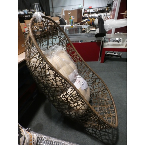 3046 - Woven cotton hanging chair with beige cushions  *this lot is subject to vat