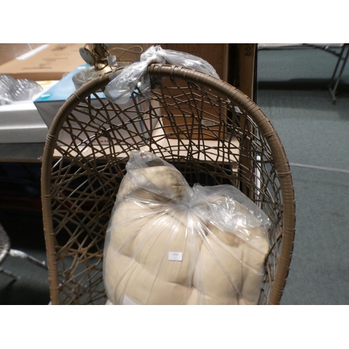 3046 - Woven cotton hanging chair with beige cushions  *this lot is subject to vat