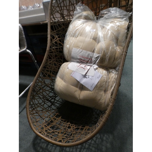 3046 - Woven cotton hanging chair with beige cushions  *this lot is subject to vat