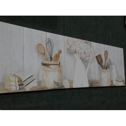 3048 - Kitchen scene - print on canvas - 122 x 40cm  *this lot is subject to vat