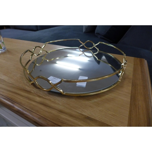 1321 - A circular 30cm gilt metal mirrored tray (OR133809)   #