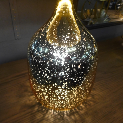 1362 - A champagne gold glass dual light lamp with black velvet shade, H50cms (30718C37)   #