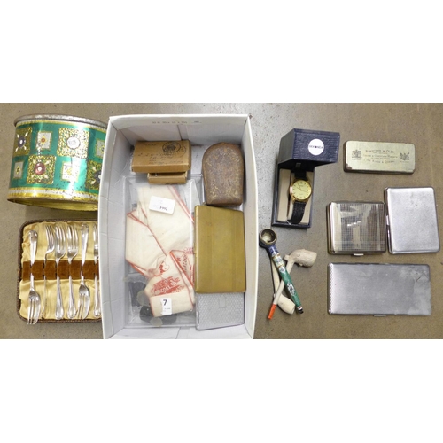 1128 - Cigarette cases, cased flatware, a Sekonda watch, etc. **PLEASE NOTE THIS LOT IS NOT ELIGIBLE FOR PO... 