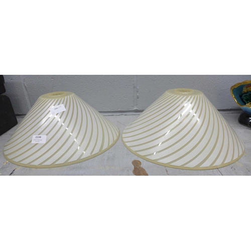 1134 - Two glass ceiling lamp shades **PLEASE NOTE THIS LOT IS NOT ELIGIBLE FOR POSTING AND PACKING**