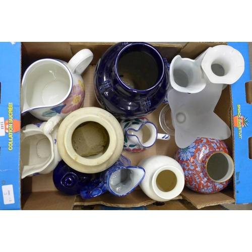 1143 - Three boxes of china; vases, bowls, glass items, etc. **PLEASE NOTE THIS LOT IS NOT ELIGIBLE FOR POS... 