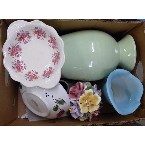 1143 - Three boxes of china; vases, bowls, glass items, etc. **PLEASE NOTE THIS LOT IS NOT ELIGIBLE FOR POS... 