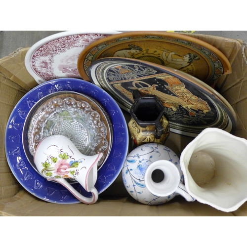 1143 - Three boxes of china; vases, bowls, glass items, etc. **PLEASE NOTE THIS LOT IS NOT ELIGIBLE FOR POS... 