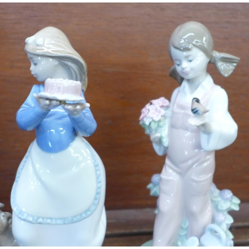 609 - Two Lladro figures and a Nao figure