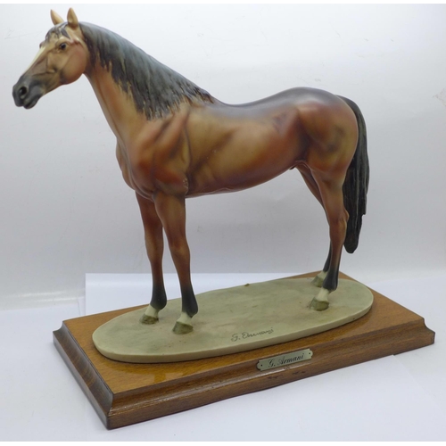 A Capodimonte Neopolitan G Armani figure of a horse on plinth