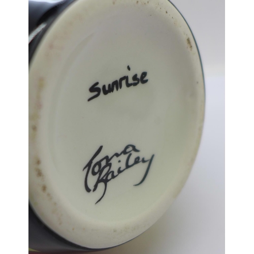 618 - Lorna Bailey Pottery - Art Deco style lipped Vase in the ‘Sunrise’ Design, ‘Lorna Bailey’ signature ... 