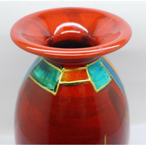 619 - Anita Harris Art Pottery - Minos Vase in the Deco Design, signed in gold on the base, 21cm