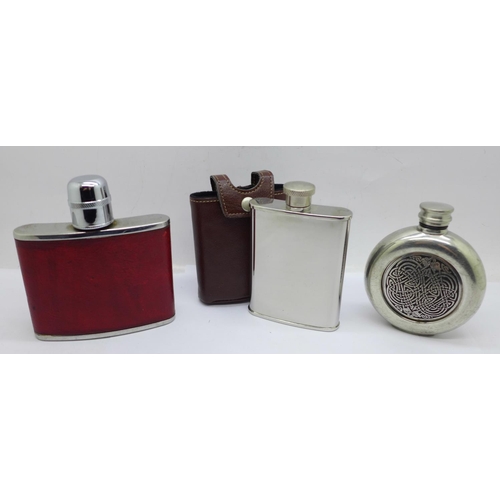 625 - Three hip flasks