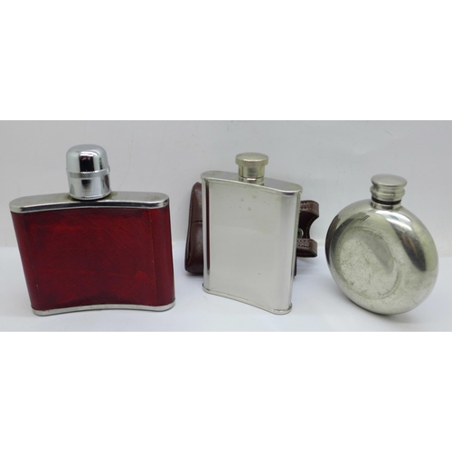 625 - Three hip flasks