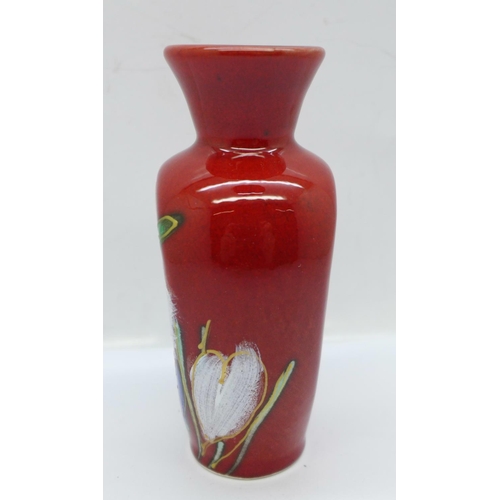 627 - Anita Harris Art Pottery - Flat Fronted Vase in the Spring Flowers Design, signed in gold on the bas... 